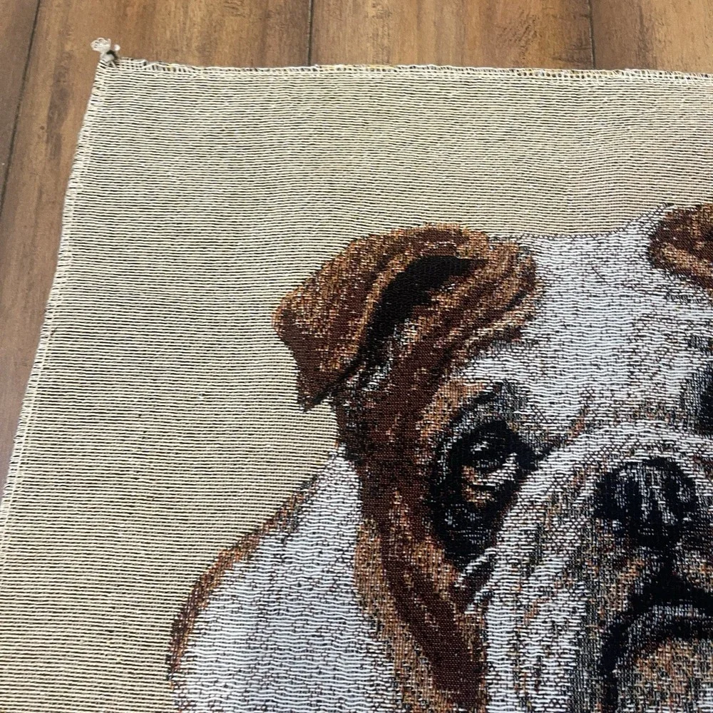 English Bulldog Woven Tapestry Wall Hanging Framable Art